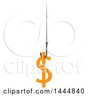 Clipart Of A Dollar Currency Symbol On A Fishing Hook Royalty Free Vector Illustration