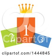 Clipart Of A Crown Over Colorful Podiums Royalty Free Vector Illustration