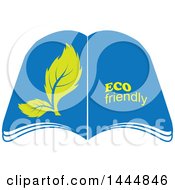 Poster, Art Print Of Book With Open Pages Leaves And Eco Friendly Text