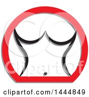 Poster, Art Print Of Nude Womans Torso In A Red Partial Circle