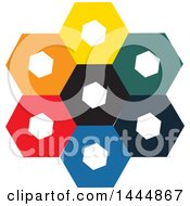 Clipart Of A Colorful Hexagon Logo Design Royalty Free Vector Illustration