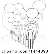 Poster, Art Print Of Gray Lineart Crowd Under Speech Balloons