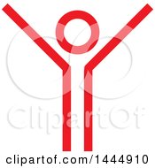 Clipart Of A Red Cheering Person Royalty Free Vector Illustration