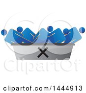 Poster, Art Print Of 3d Blue Men In A Discard Container