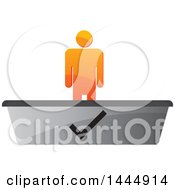 Clipart of a 3d Orange Man on a Check Mark Podium - Royalty Free Vector Illustration by ColorMagic #COLLC1444914-0187