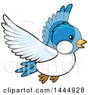 Poster, Art Print Of Cartoon Flying Bluebird