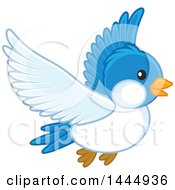 Clipart Of A Flying Blue Bird Royalty Free Vector Illustration