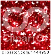 Poster, Art Print Of Red Valentines Day Background Heart Shaped Bokeh Flares