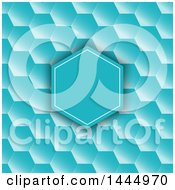 Clipart Of A Blue Frame Over Halftone Gradient Hexagons Royalty Free Vector Illustration