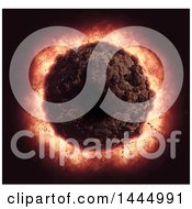 Clipart Of A 3d Exploding Volcanic Planet Royalty Free Illustration