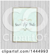 Poster, Art Print Of Pastel Damask Save The Date Wedding Invitation Over White Wood Panels