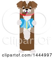 Poster, Art Print Of Cute Brown Dog Standing Upright And Reading A Book