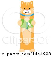 Poster, Art Print Of Cute Ginger Tabby Cat Standing Upright And Reading A Book