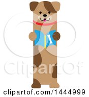 Poster, Art Print Of Cute Brown Puppy Dog Standing Upright And Reading A Book