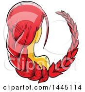 Clipart Of A Sketched Astrology Zodiac Virgo Woman With Braided Red Hair Royalty Free Vector Illustration