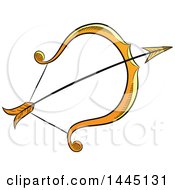 Clipart Of A Sketched Orange Astrology Zodiac Sagittarius Bow And Arrow Royalty Free Vector Illustration