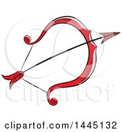 Clipart Of A Sketched Red Astrology Zodiac Sagittarius Bow And Arrow Royalty Free Vector Illustration by cidepix