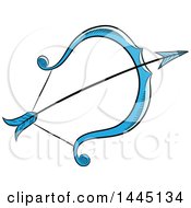 Clipart Of A Sketched Blue Astrology Zodiac Sagittarius Bow And Arrow Royalty Free Vector Illustration by cidepix