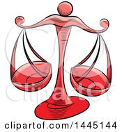 Clipart Of Sketched Red Astrology Zodiac Libra Scales Royalty Free Vector Illustration