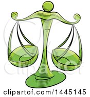 Poster, Art Print Of Sketched Green Astrology Zodiac Libra Scales