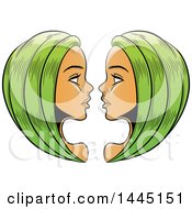Poster, Art Print Of Sketched Green Haired Astrology Zodiac Gemini Twins