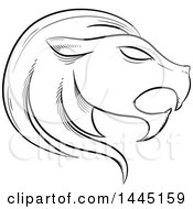 Poster, Art Print Of Sketched Black And White Astrology Zodiac Leo Lion Head In Profile With White Fill