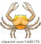 Clipart Of A Sketched Golden Yellow Astrology Zodiac Cancer Crab Royalty Free Vector Illustration by cidepix