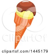 Clipart Of A Waffle Cone With Ice Cream And Chocolate Royalty Free Vector Illustration