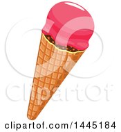 Clipart Of A Waffle Cone With Pink Ice Cream Royalty Free Vector Illustration