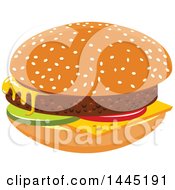 Clipart Of A Hamburger With Cheese Royalty Free Vector Illustration