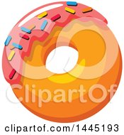 Clipart Of A Donut With Pink Frosting And Sprinkles Royalty Free Vector Illustration