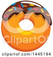 Clipart Of A Donut With Chocolate Frosting And Sprinkles Royalty Free Vector Illustration