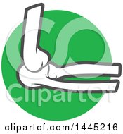 Clipart Of A Human Elbow Joint Over A Green Circle Royalty Free Vector Illustration
