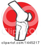Clipart Of A Human Knee Joint Over A Red Circle Royalty Free Vector Illustration