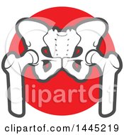 Clipart Of A Human Pelvis Over A Red Circle Royalty Free Vector Illustration