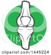 Clipart Of A Human Knee Joint Over A Green Circle Royalty Free Vector Illustration
