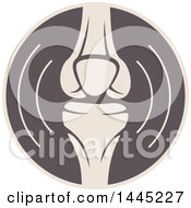 Clipart Of A Retro Flat Styled Tan And Brown Knee Joint Medical Design Royalty Free Vector Illustration