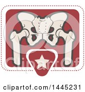 Poster, Art Print Of Retro Flat Styled Tan And Red Human Pelvis And Star Medical Design