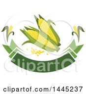 Poster, Art Print Of Corn And Kernel With A Blank Banner Design