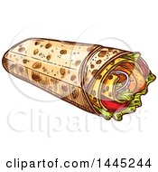 Clipart Of A Sketched Burrito Royalty Free Vector Illustration