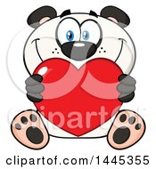 Poster, Art Print Of Cartoon Happy Panda Holding A Red Valentine Love Heart