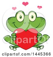 Poster, Art Print Of Cartoon Frog Holding A Valentine Love Heart
