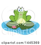 Cartoon Female Frog On A Lily Pad