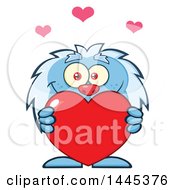 Poster, Art Print Of Cartoon Valentine Yeti Holding A Red Love Heart