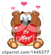 Poster, Art Print Of Cartoon Teddy Bear Holding A Be Mine Valentine Love Heart