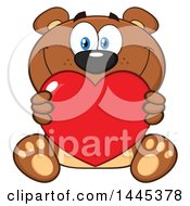 Poster, Art Print Of Cartoon Teddy Bear Holding A Valentine Love Heart