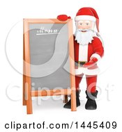 Clipart Of A 3d Christmas Santa Claus Presenting A Menu On A White Background Royalty Free Illustration by Texelart