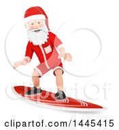 Clipart Of A 3d Christmas Santa Claus Surfing On A White Background Royalty Free Illustration by Texelart #COLLC1445415-0190