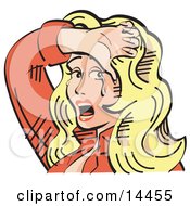 Upset Blond Cowgirl Holding Her Arm Over Her Forehead And Crying Tears Of Sadness by Andy Nortnik