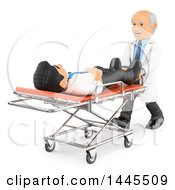 Clipart Of A 3d Business Man On A Gurney Stretcher And A Doctor On A White Background Royalty Free Illustration by Texelart